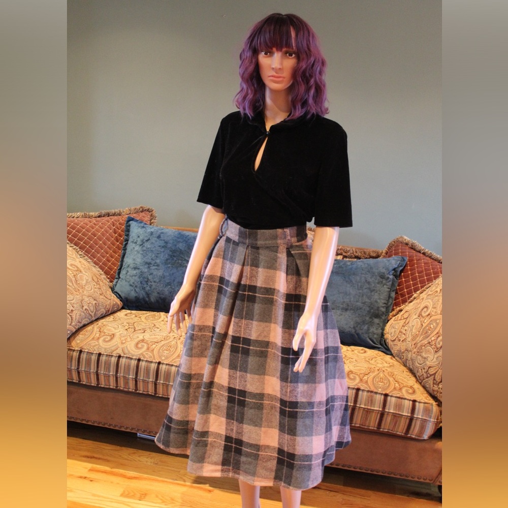 Tatyana Tabitha Circle Skirt in Lavender Plaid